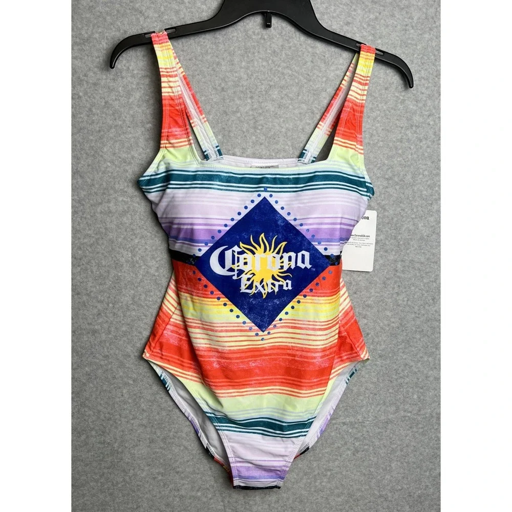 NWT Corona Extra Beer Party Beach Sunset One Piece Swimsuit Small